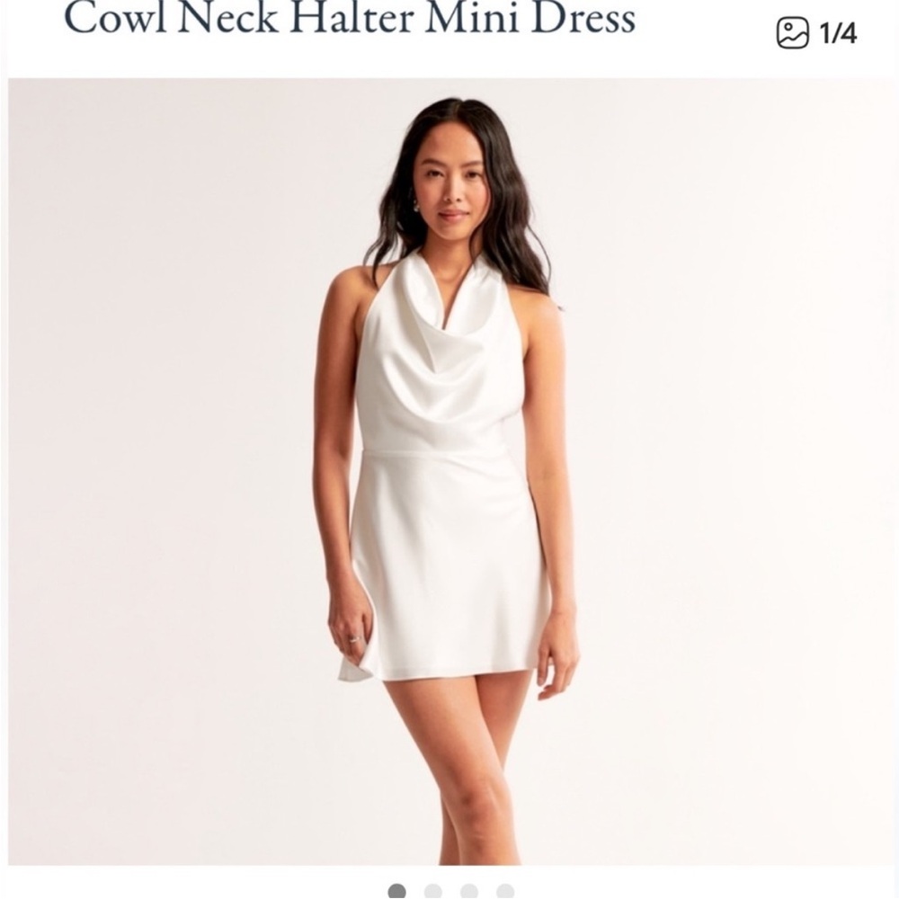Abercrombie & Fitch White Cowl Neck Mini Dress